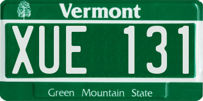 VT license plate XUE131