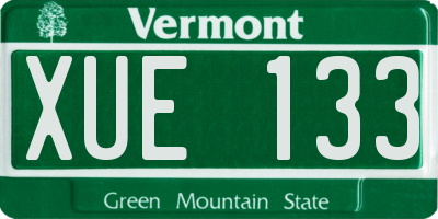 VT license plate XUE133