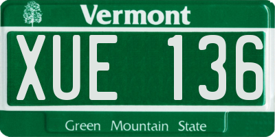VT license plate XUE136