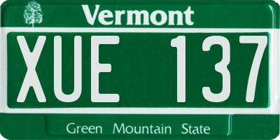 VT license plate XUE137