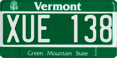 VT license plate XUE138