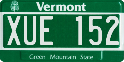 VT license plate XUE152