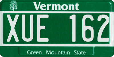 VT license plate XUE162