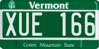 VT license plate XUE166