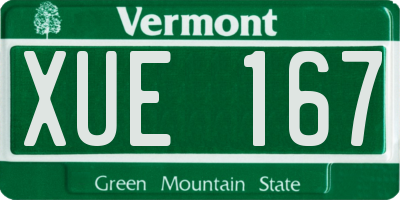 VT license plate XUE167