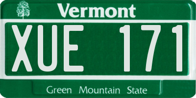 VT license plate XUE171