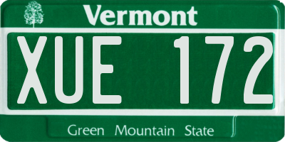 VT license plate XUE172