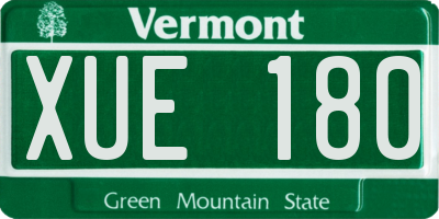 VT license plate XUE180