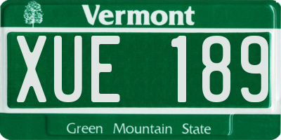 VT license plate XUE189