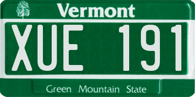 VT license plate XUE191