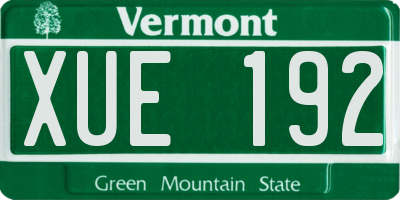 VT license plate XUE192