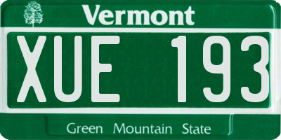 VT license plate XUE193