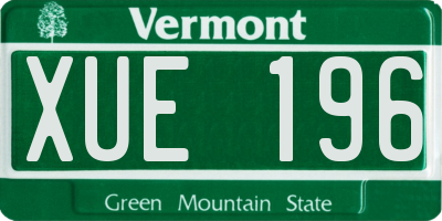VT license plate XUE196