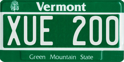 VT license plate XUE200