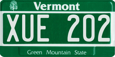 VT license plate XUE202