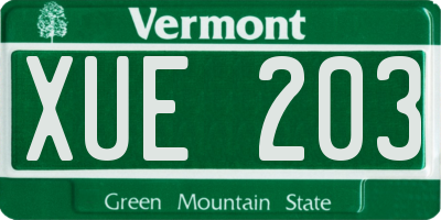 VT license plate XUE203
