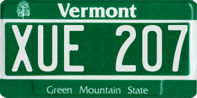 VT license plate XUE207