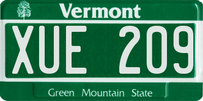VT license plate XUE209