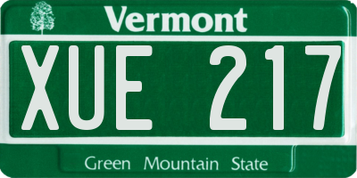 VT license plate XUE217