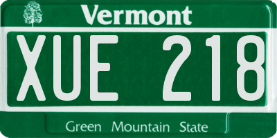 VT license plate XUE218