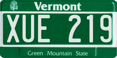 VT license plate XUE219