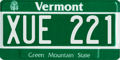 VT license plate XUE221