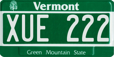 VT license plate XUE222