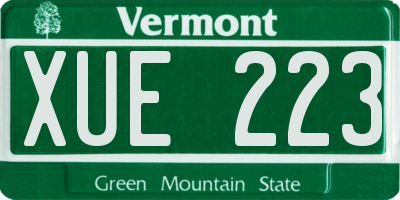 VT license plate XUE223