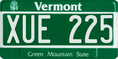 VT license plate XUE225