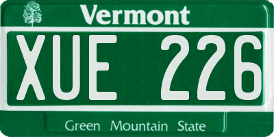 VT license plate XUE226