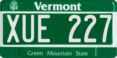 VT license plate XUE227