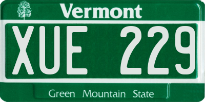 VT license plate XUE229