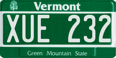 VT license plate XUE232
