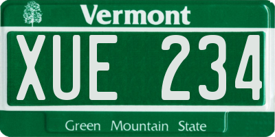 VT license plate XUE234