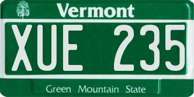 VT license plate XUE235