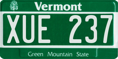 VT license plate XUE237