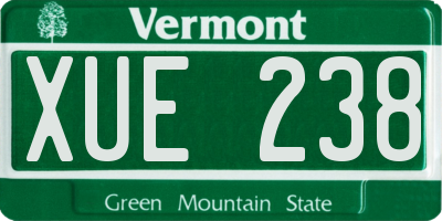 VT license plate XUE238
