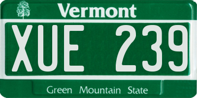 VT license plate XUE239