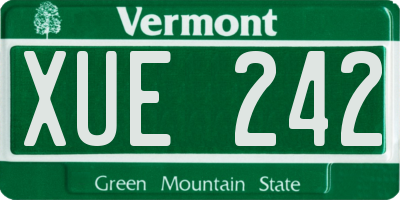 VT license plate XUE242