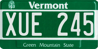 VT license plate XUE245