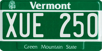 VT license plate XUE250