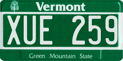 VT license plate XUE259
