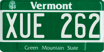 VT license plate XUE262