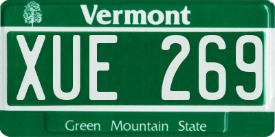 VT license plate XUE269
