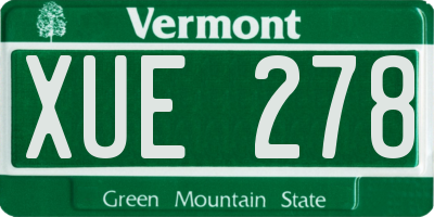 VT license plate XUE278