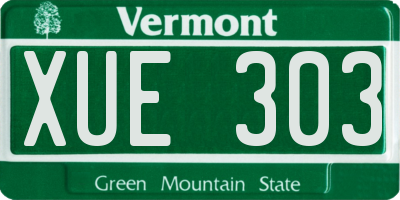 VT license plate XUE303