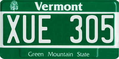 VT license plate XUE305