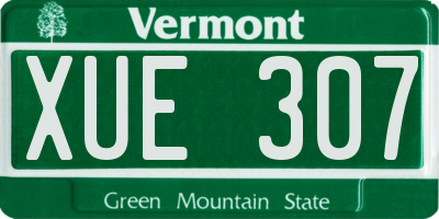 VT license plate XUE307