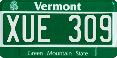 VT license plate XUE309