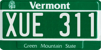 VT license plate XUE311